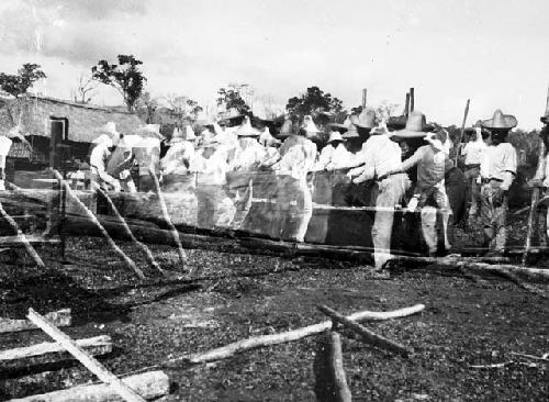 Men working along tracks