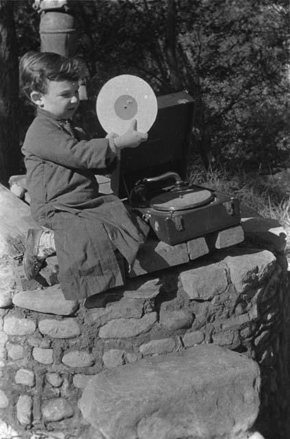 Yutaoho, Shansi, summer 1935, David, with victrola