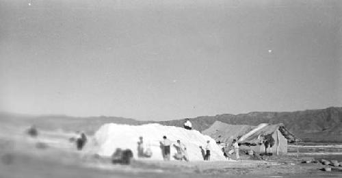 Shansi, September 1935, salt stack and workmen's shelter