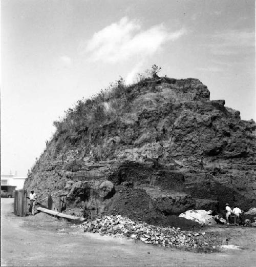 South side showing cutting by brickyard workmen, Mound E-III-3