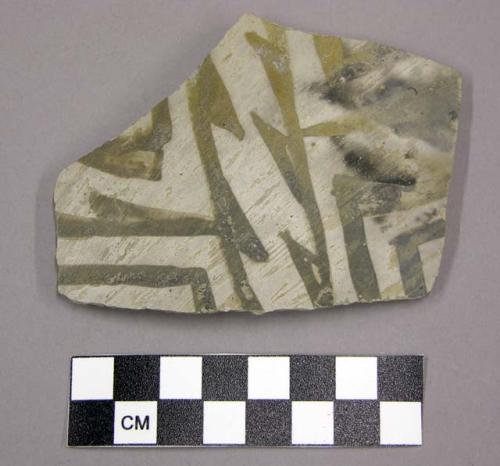 Black on white sherd with exterior design