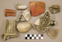 Ceramic, sherds, some painted, some plain, some corrugated