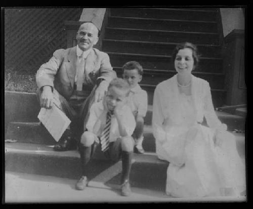 Family in stairway