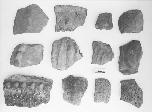 Potsherds from various levels