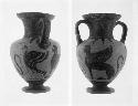 Etruscan black figured pottery amphora