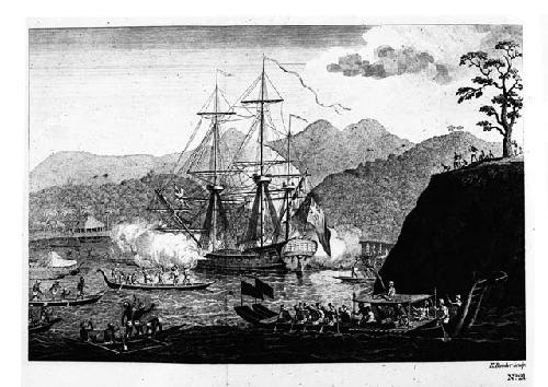 "The attack of Captain Wallis in the Dolphin by the natives of Otaheite"