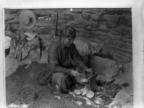 Navajo silversmith at work