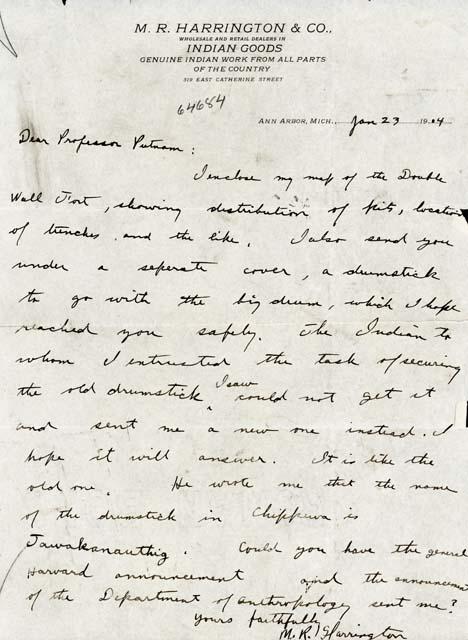 Letter from Harrington to Putnam