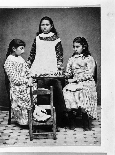 Three girls after arrival at Hampton, Virginia