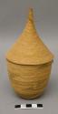 Basket, conical, covered