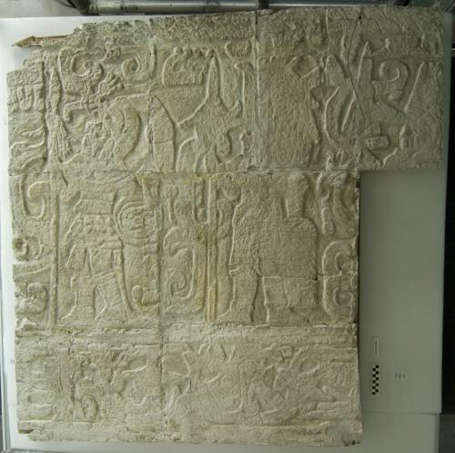 Cast of part of Ballcourt, Chamber E, Row A, Figures 15&16