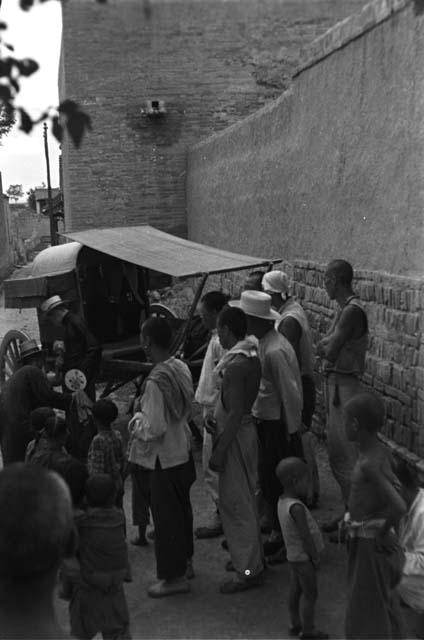 Yutaoho, Shansi, July 1935, bridegroom descends from cart