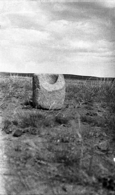 Large stone vessel partially hollowed