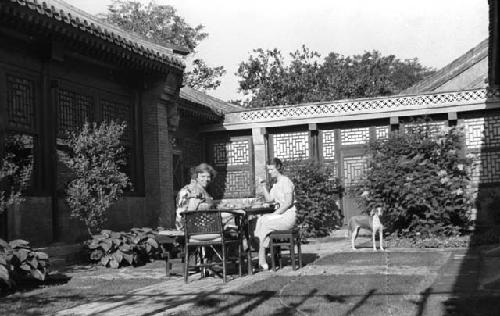 Peiping - Shansi, June 1935, Eleanor and Dolly at breakfast