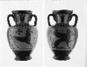 Etruscan black figure pottery vase
