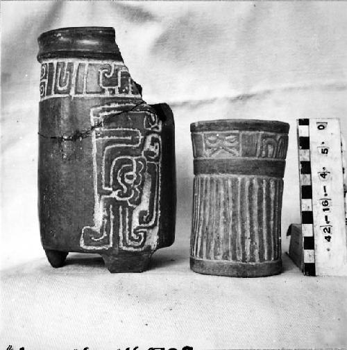 Two Ceramic Vases with Incised Decoration