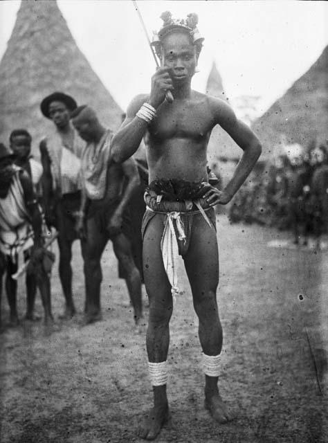 Gio champion bush-cutter dressed for ceremonial dance