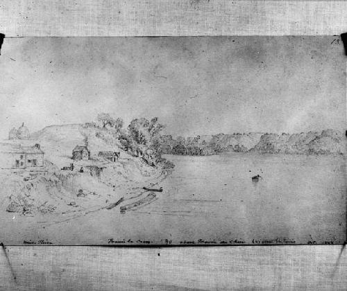 View of Mississippi River, Prairie La Cross, pencil sketch by Seth Eastman