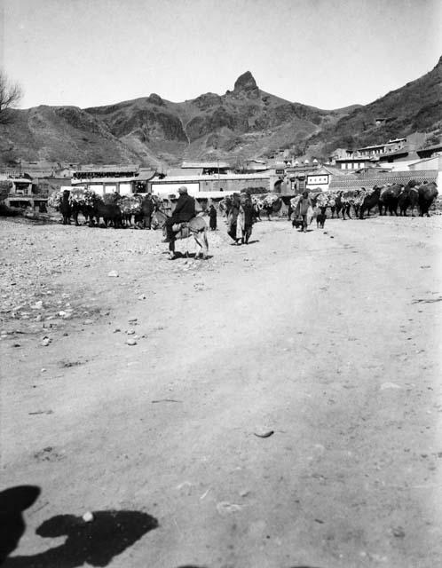 Kalgan caravan leaving city in background