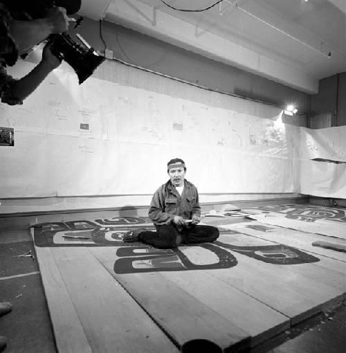 Nathan Jackson at work, carving wood