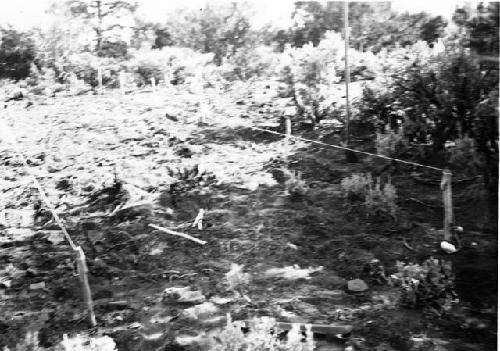 Refuse mound after clearing; trench lined out