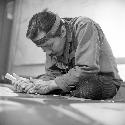 Nathan Jackson at work, carving wood