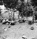 Pottery scattered in Angel Ku's yard