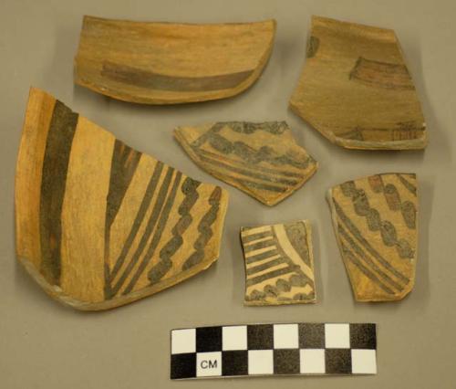 Black on yellow pottery sherds