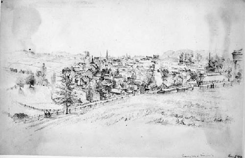 Pencil sketch "Lexington, Virginia" by Seth Eastman