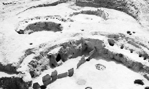 Red Hill site, structure 203, structure 205 (left) and 206 (right) in background