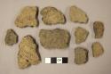 Ceramic sherds, body sherds, incised marking designs, some mended