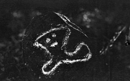 Two views of pictograph, Butterbaugh dance ground