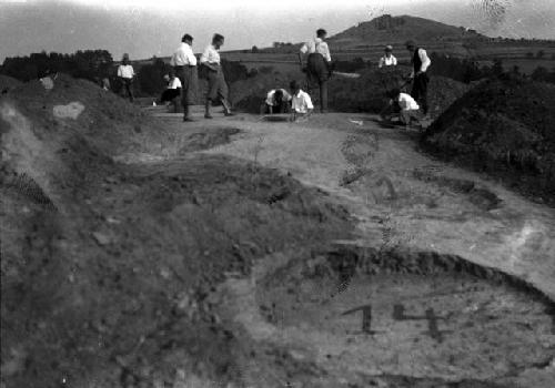 East and west trench showing pits 14, 1 and 2 after excavations