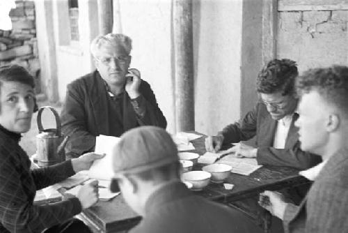 Philip and Agnes Jaffe, T.A. Bission, Effie Hill and young veteran of Long March