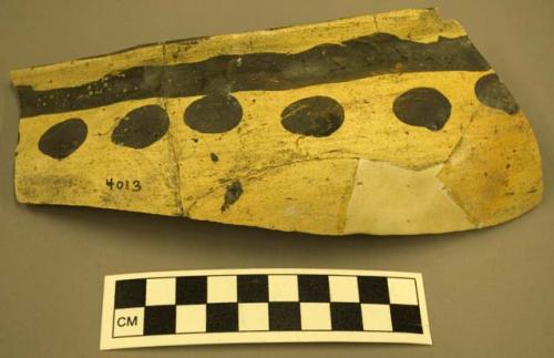 Restorable San Bernardino black-on-yellow potsherd