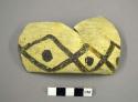 Part of San Bernardino black-on-yellow pottery bowl