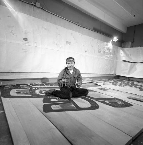 Nathan Jackson at work, carving wood