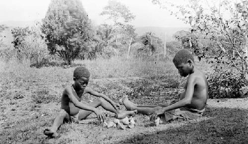 Boys playing game