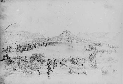 Drawing, "Wahbasha's Prairie, Scene in July 1948" by Seth Eastman