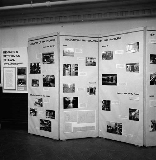 Front hall exhibit  "Renovation, Restoration and Renewal" 1986