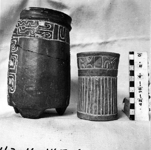 Two Ceramic Vases with Incised Decoration