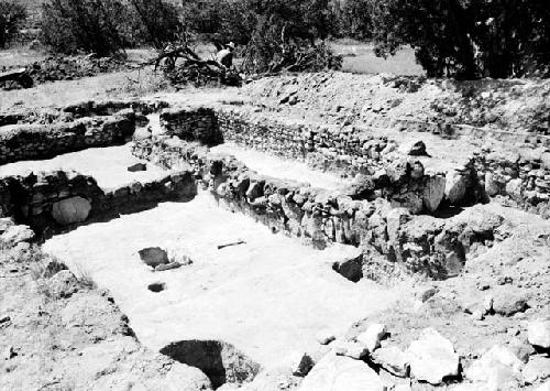 View of excavation showing artifacts