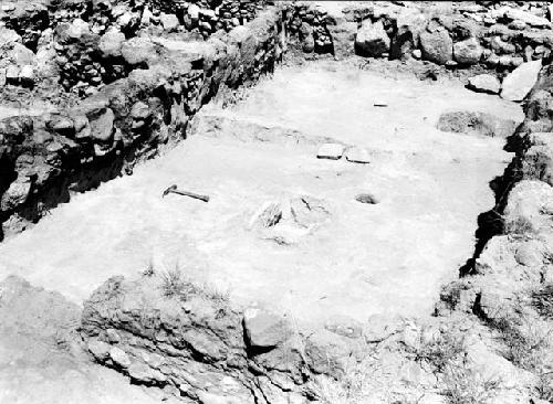 View of excavation showing artifacts