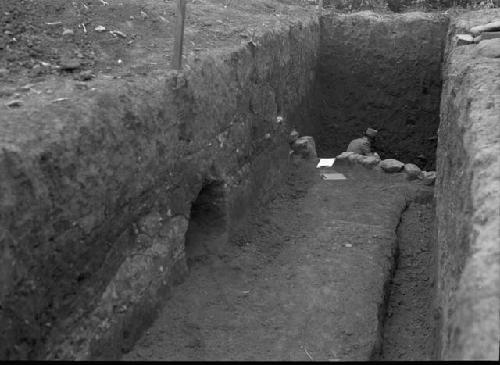 Looking north along completed trench toward outside of structure I