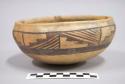 Early modern Hopi black on yellow pottery bowl