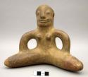 Large rattle- Red and Black line female figure; suspension hole through head