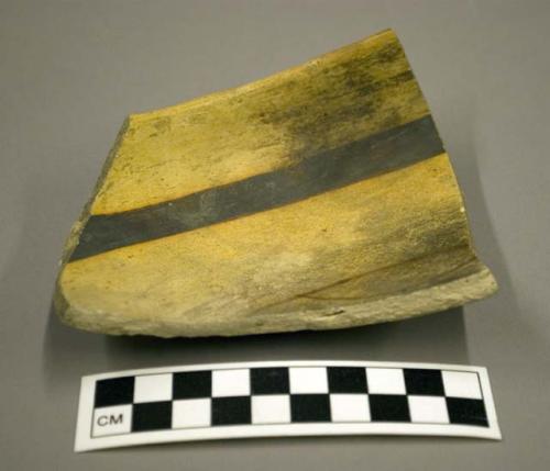 Part of Jeddito black-on-yellow pottery bowl