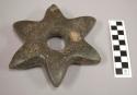 Mace head?, six-pointed star shape, hole in middle