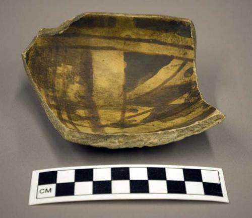 Part of Jeddito black-on-yellow pottery bowl