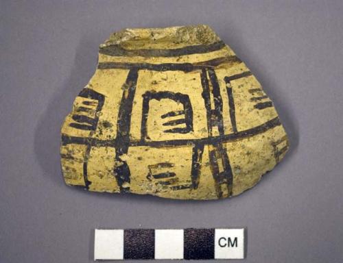 Part of small Jeddito black-on-yellow pottery jar